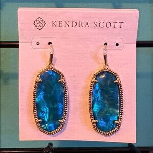 Kendra Scott Teal and Gold Drop Earrings